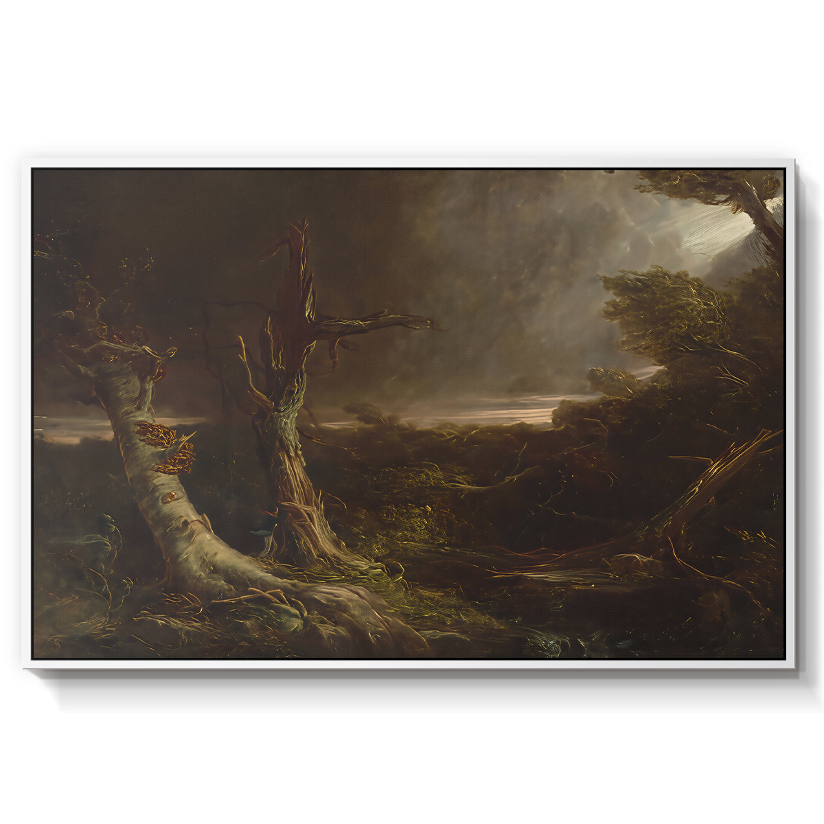 Tornado in an American Forest, 1835 - Floater Framed Canvas Print