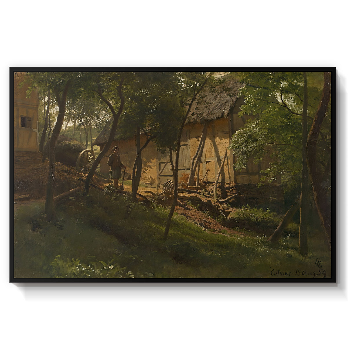 German Farm, 1859 - Floater Framed Canvas Print