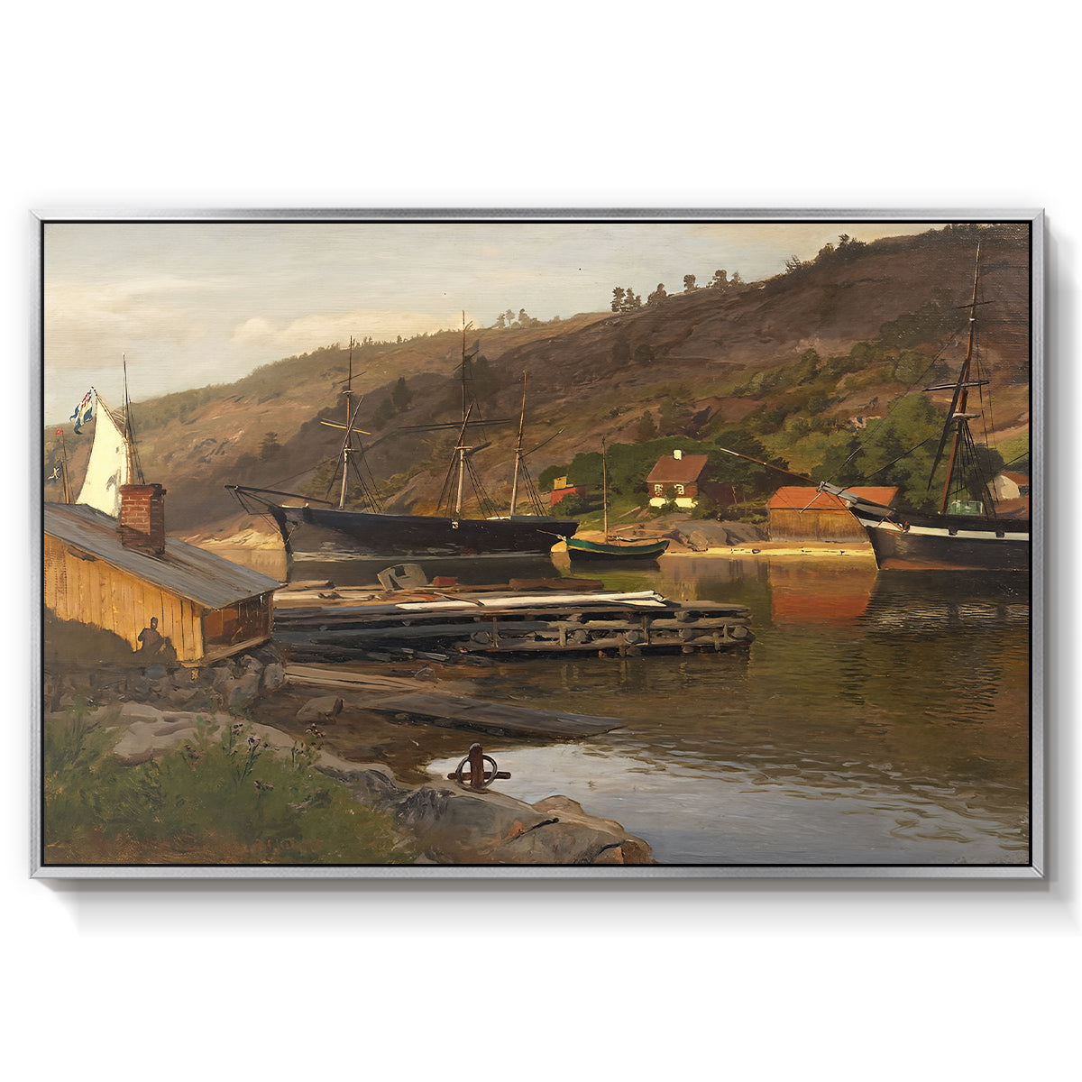 Landingsbrygge Husvik, Drøbak, 1875 - Floater Framed Canvas Print