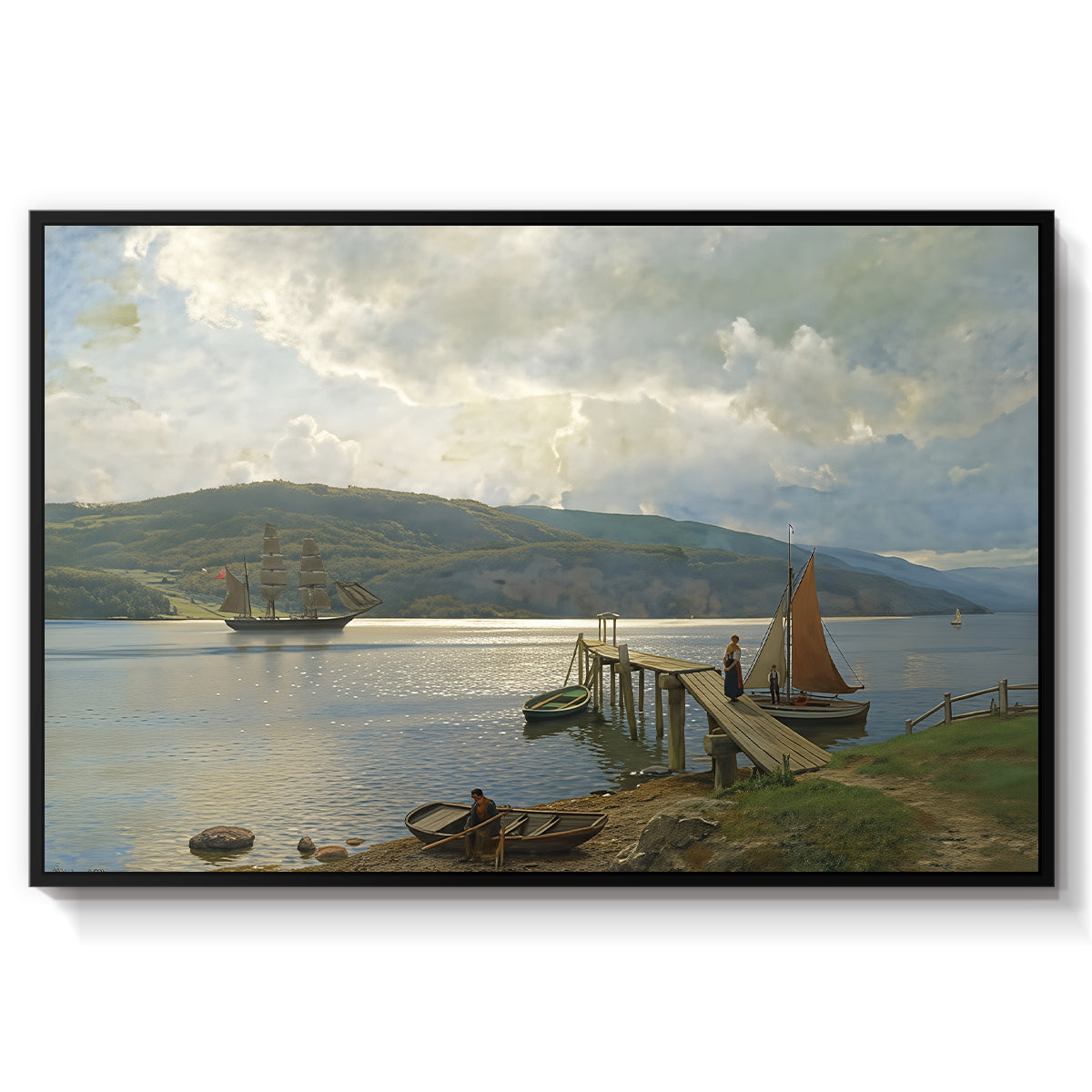 The Jetty at Feste near Moss, 1898 - Floater Framed Canvas Print