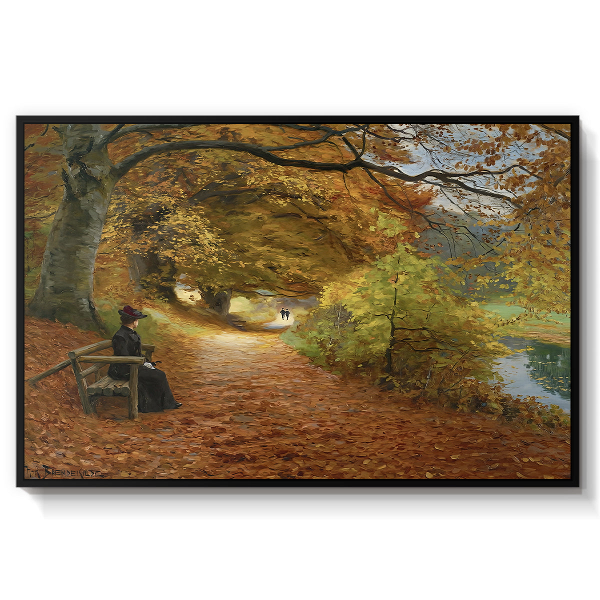 A Wooded Path in Autumn, 1902 - Floater Framed Canvas Print