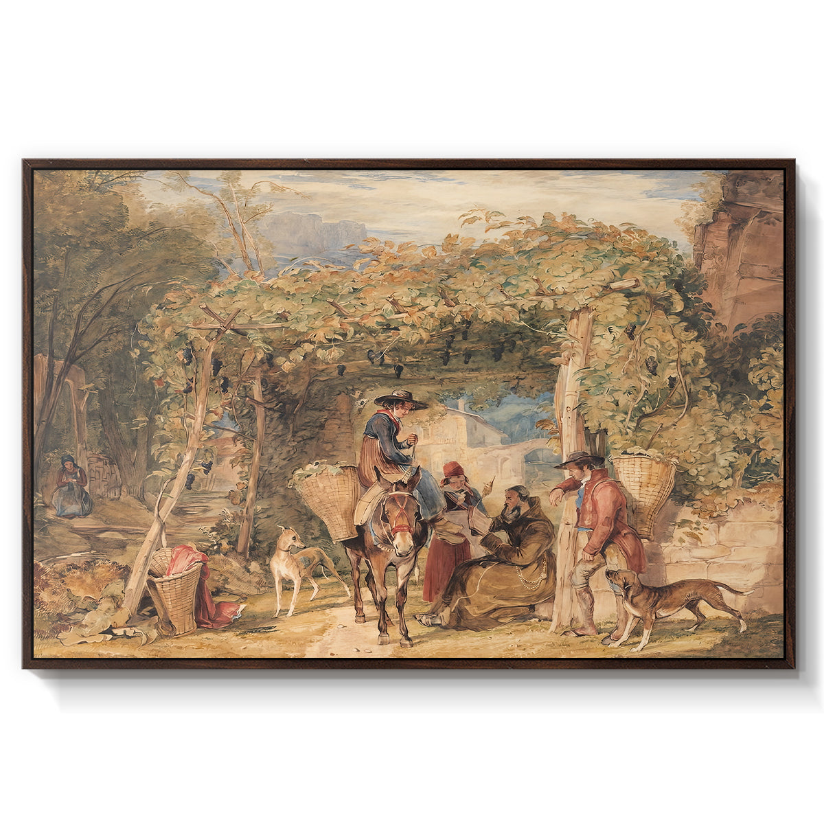 Figures and Animals in a Vineyard, c. 1829 - Floater Framed Canvas Print