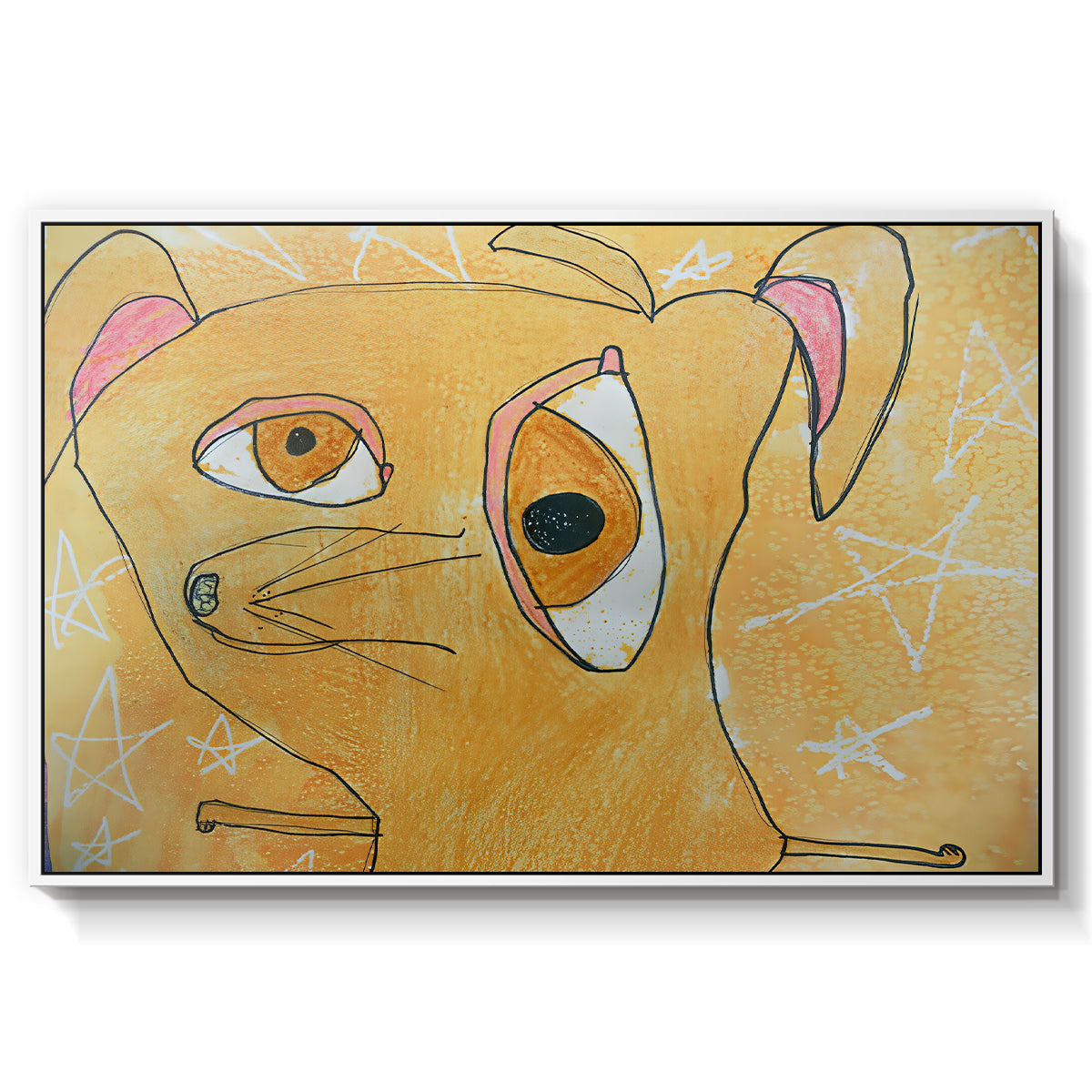 Cubist Dog with Stars (Student Art) - Floater Framed Canvas Print
