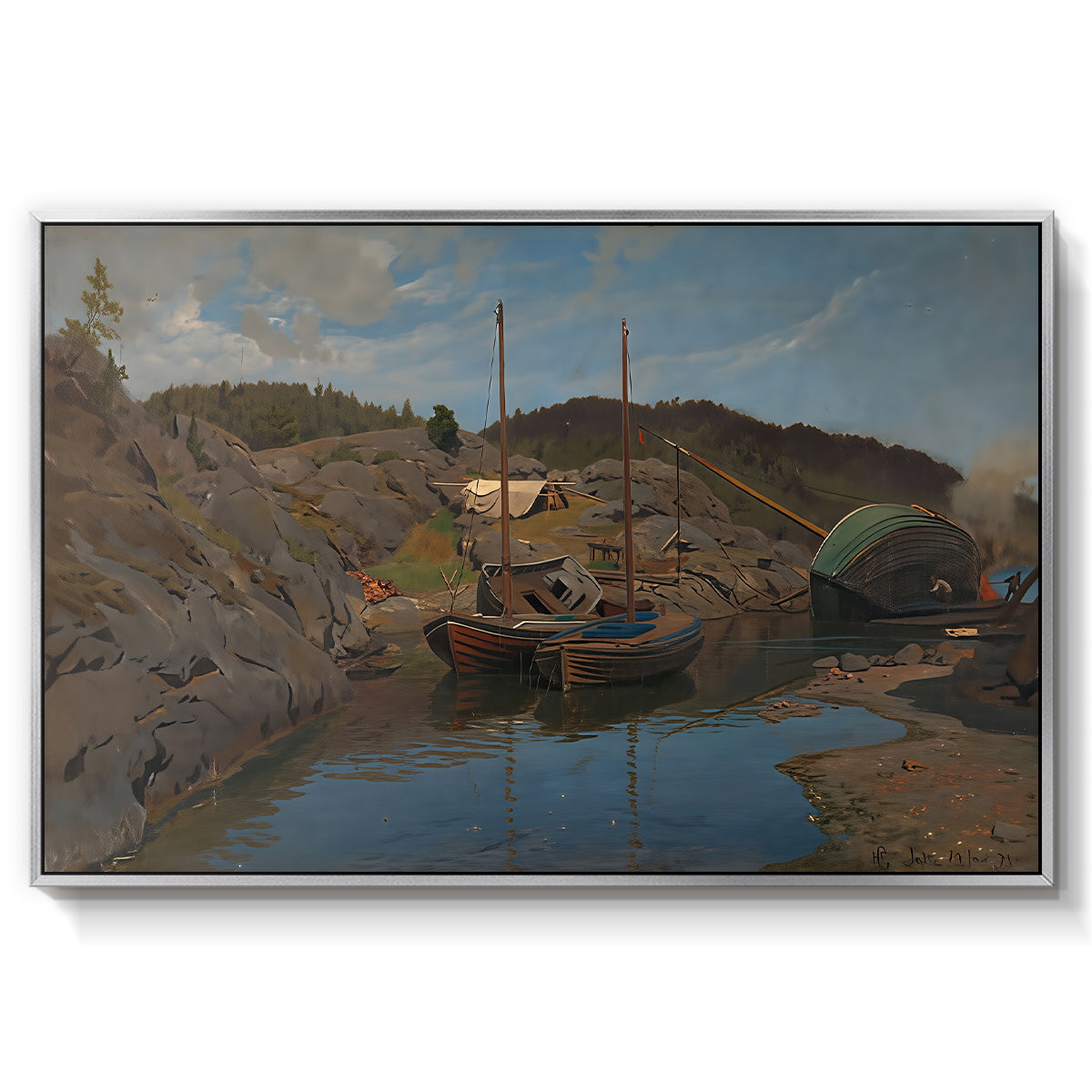 Pilotboats, 1875 - Floater Framed Canvas Print