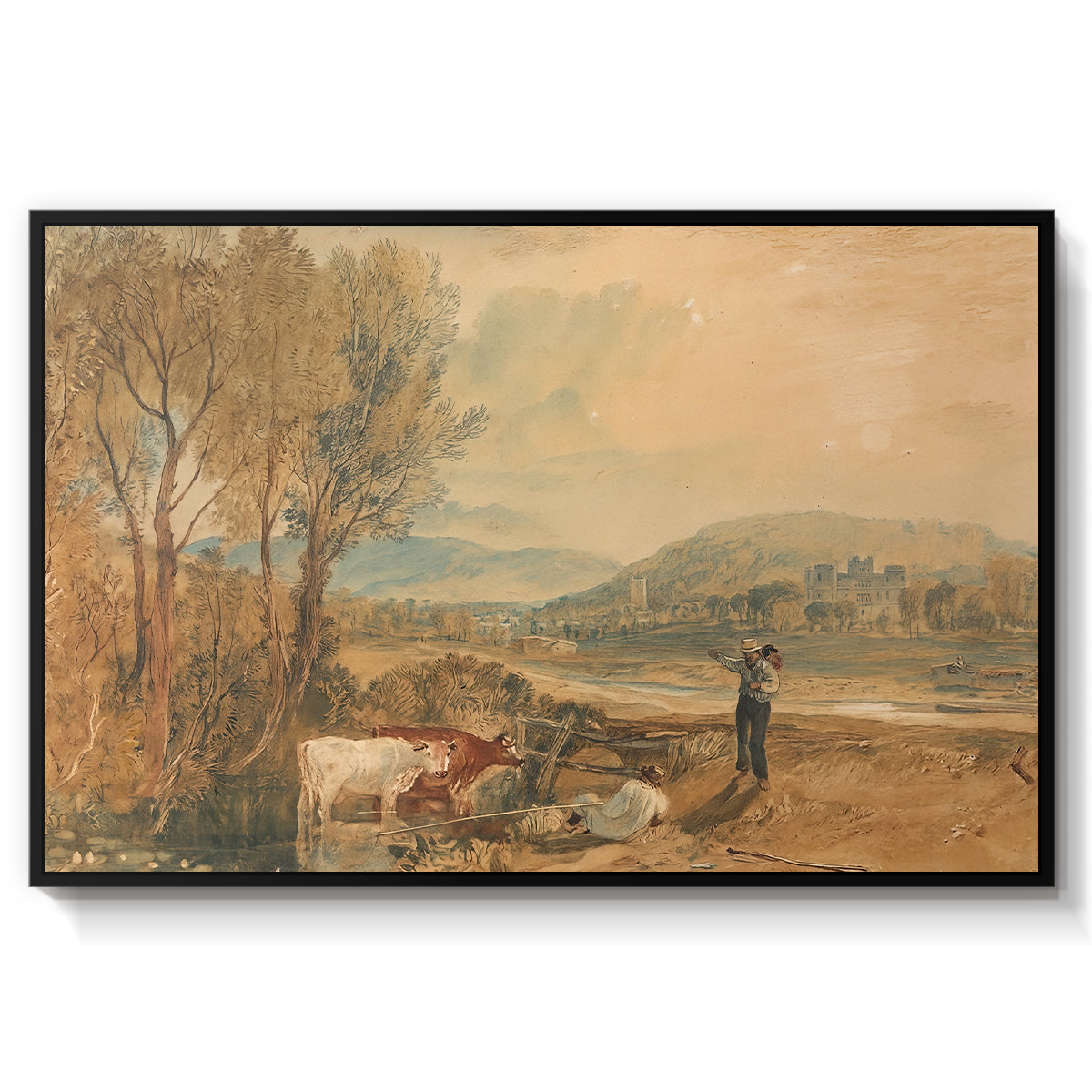 Lulworth Castle, Dorset, c. 1820 - Floater Framed Canvas Print