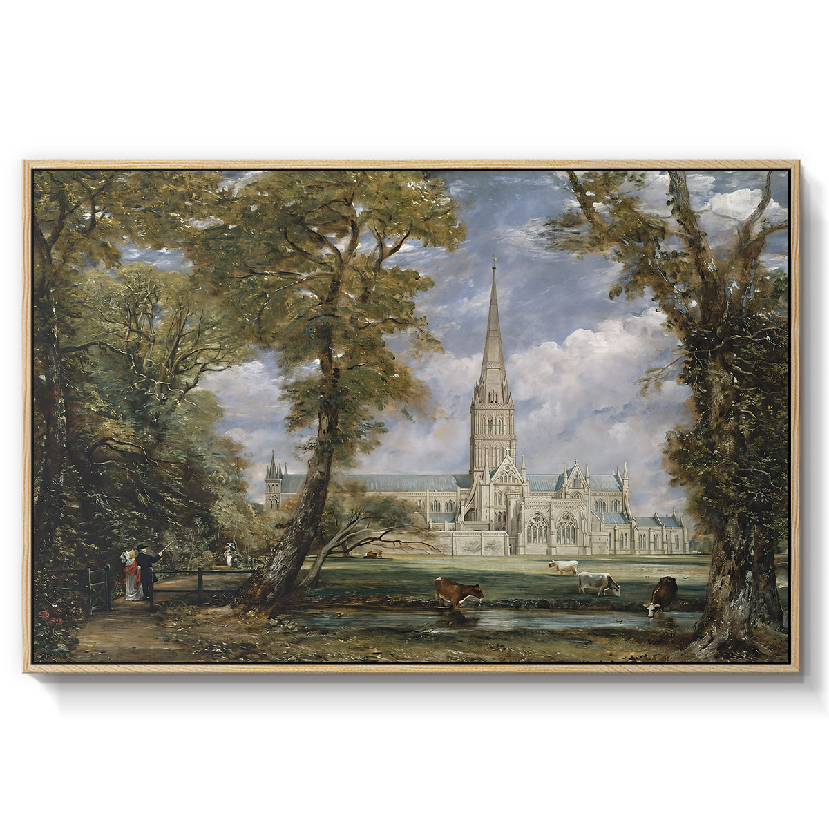 Salisbury Cathedral from the Bishop's Grounds, c. 1825 - Floater Framed Canvas Print