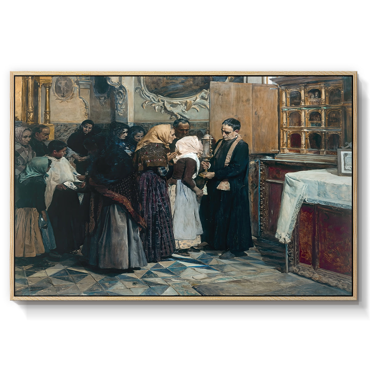 Kissing the Relic, 1893 - Floater Framed Canvas Print