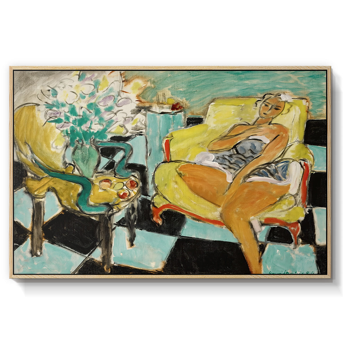 Seated Woman with Flower, 1942 - Floater Framed Canvas Print