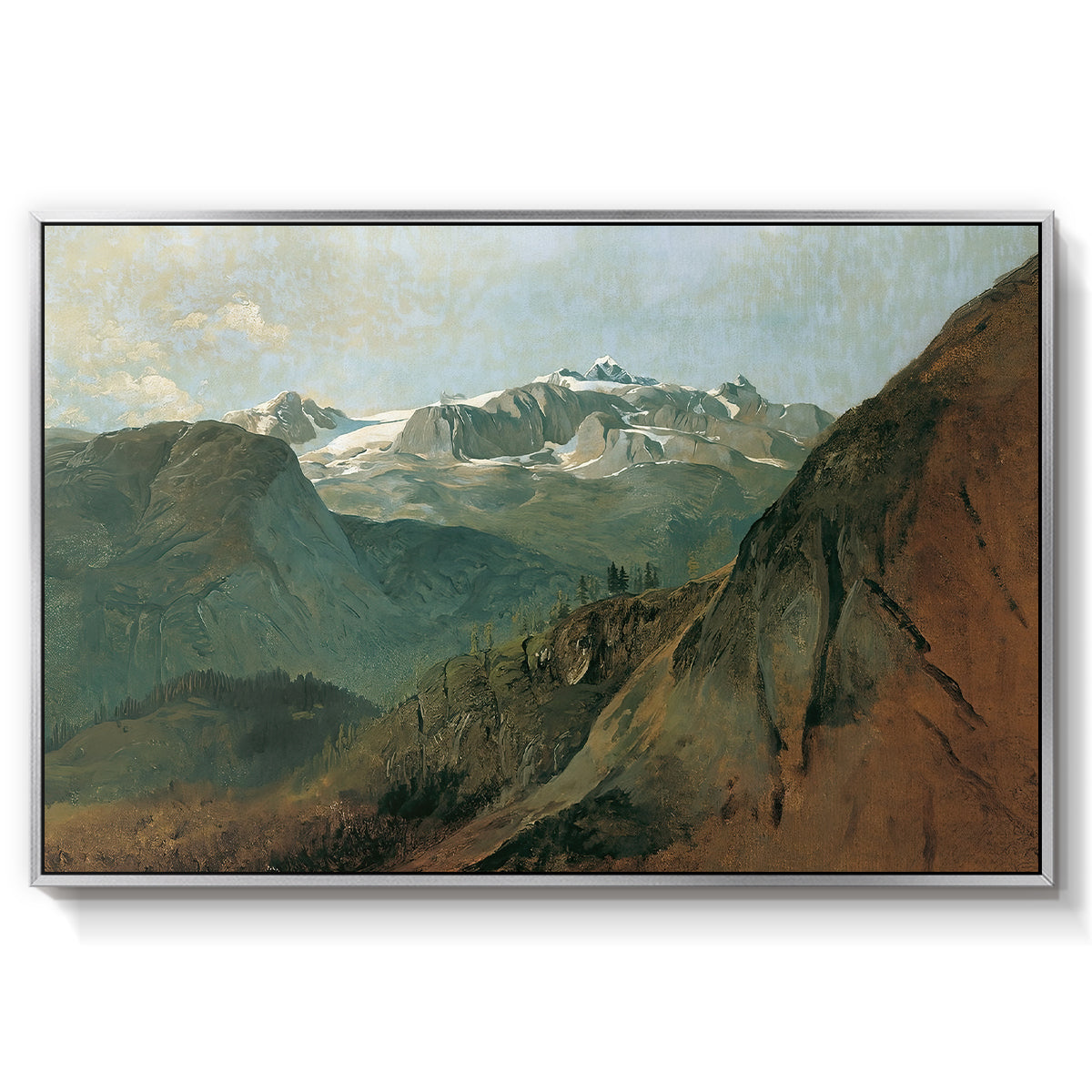 The Dachstein from the Plassen near Hallstatt, 1827 - Floater Framed Canvas Print