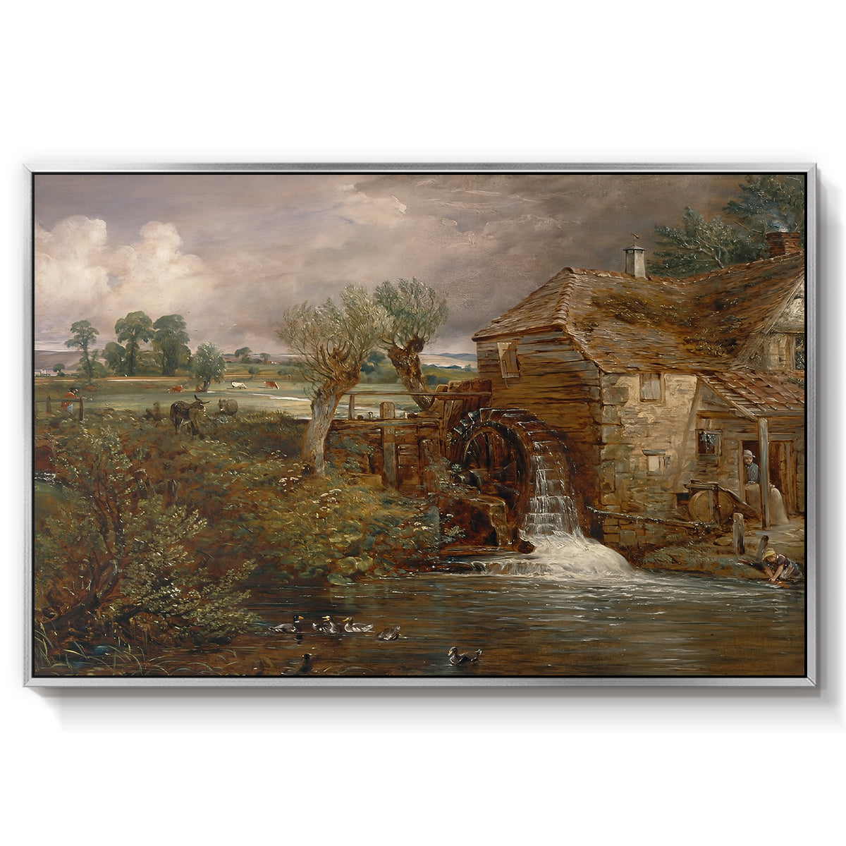 Parham Mill, Gillingham, 1826 - Floater Framed Canvas Print