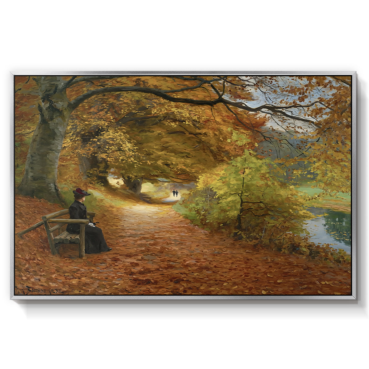 A Wooded Path in Autumn, 1902 - Floater Framed Canvas Print