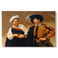 Canvas art print portraying a woman reading man's palm while discreetly removing his ring, set against a white background