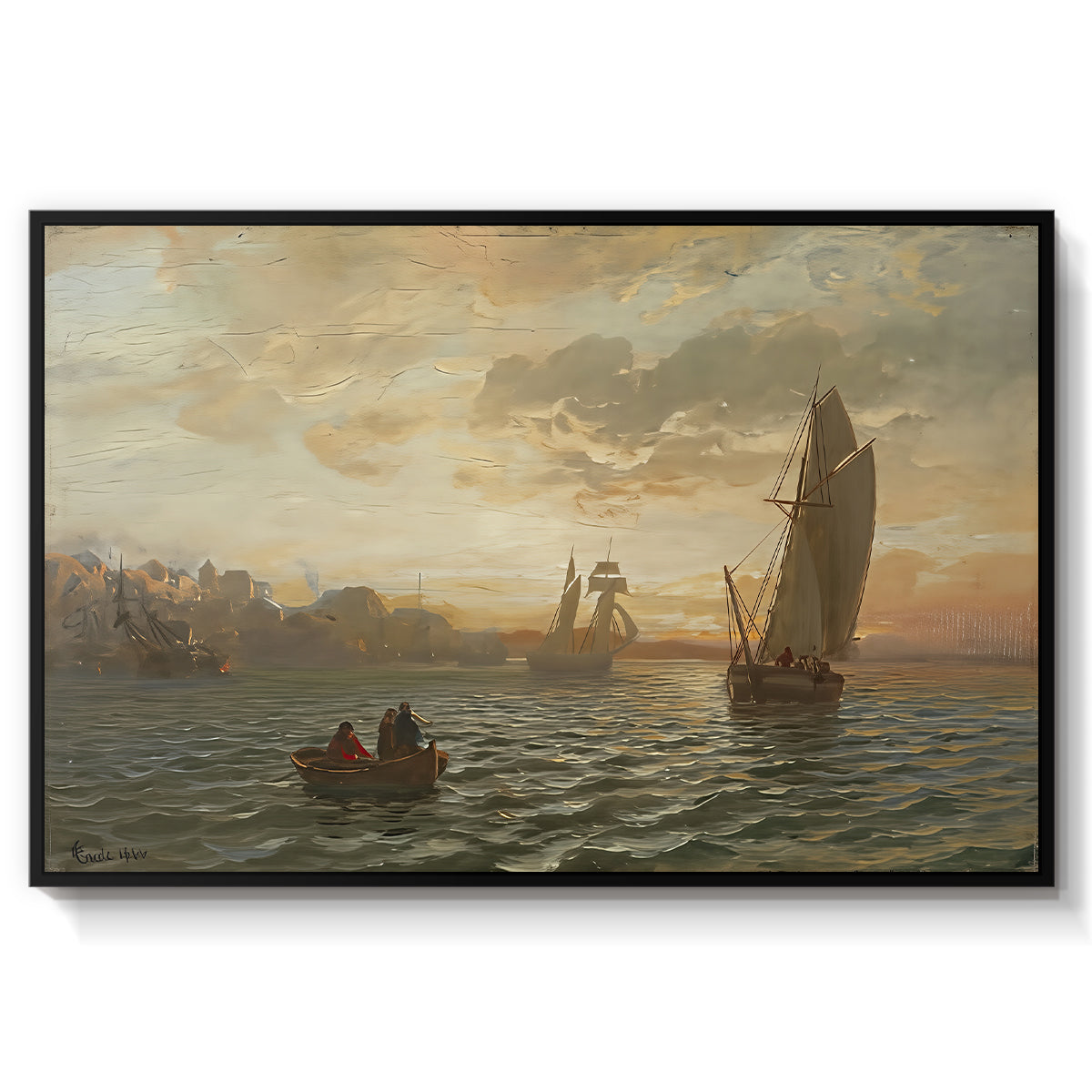 View from the Oslofjord, 1866 - Floater Framed Canvas Print