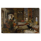 Canvas art print portraying an interior scene with seated figures in richly decorated room, set against a white background