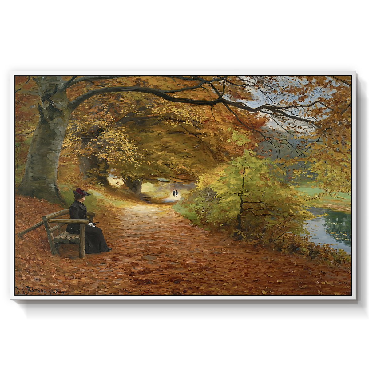 A Wooded Path in Autumn, 1902 - Floater Framed Canvas Print