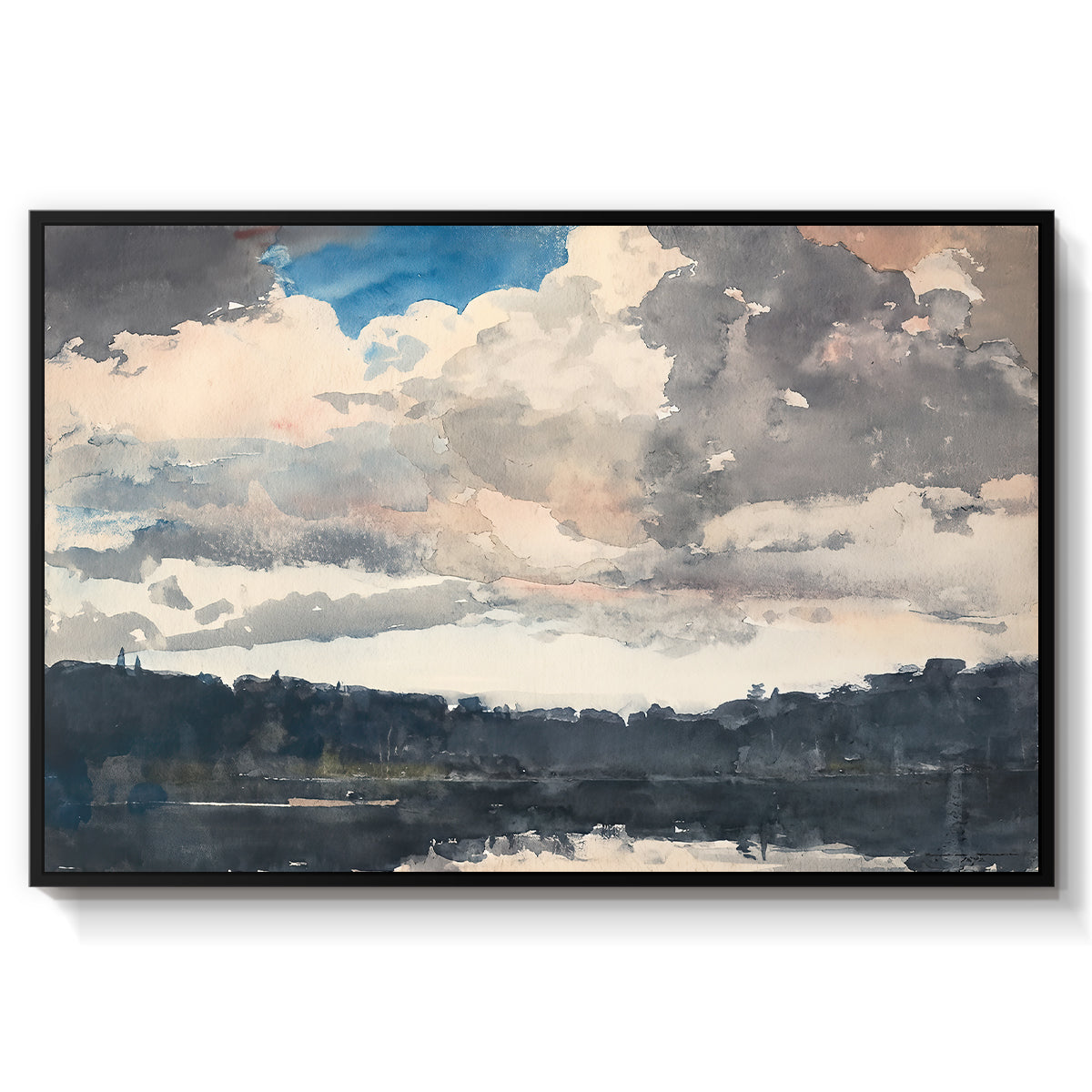 The Lone Boat, North Woods Club, Adirondacks, 1892 - Floater Framed Canvas Print
