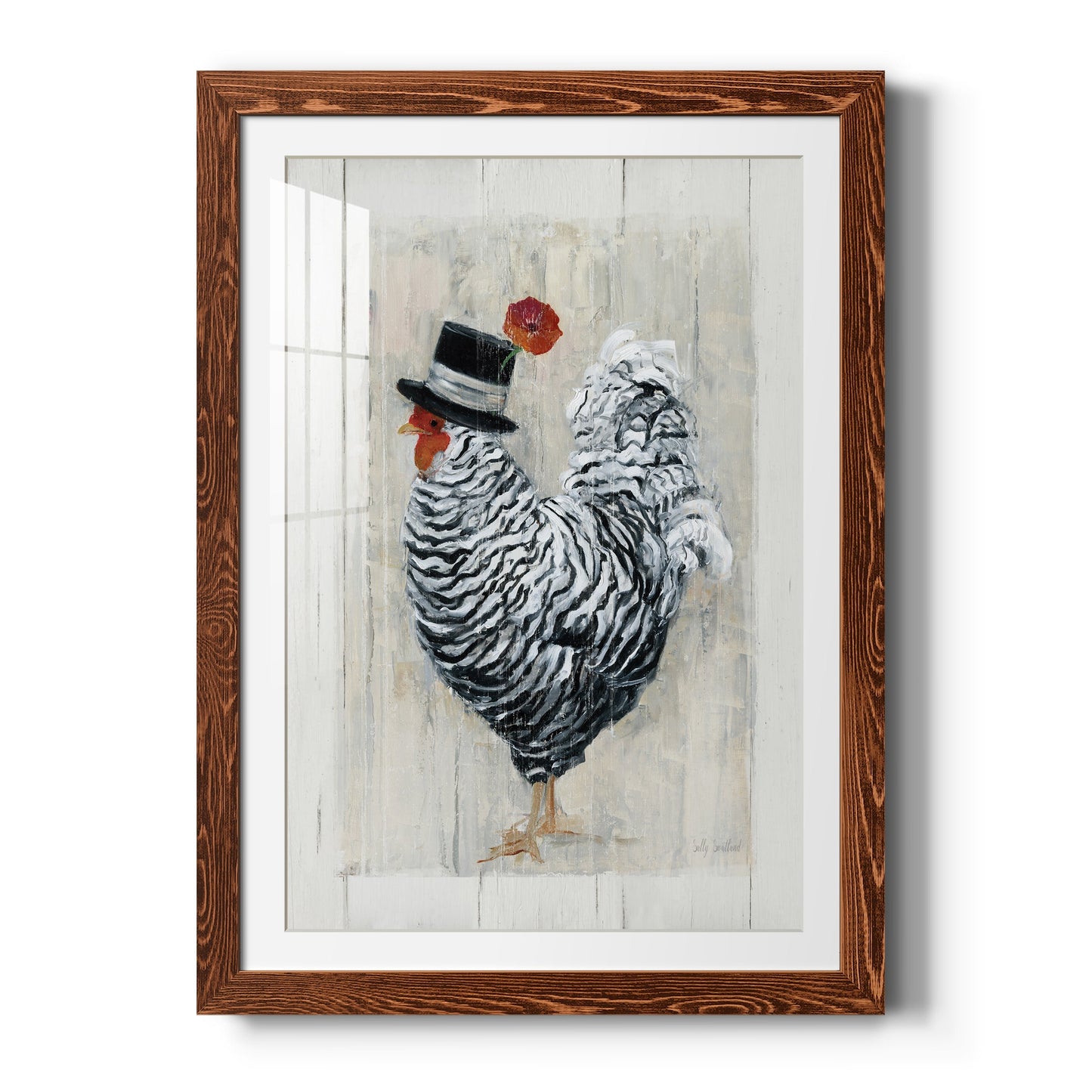 Sunday Best Rooster - Barnwood Framed Art Print