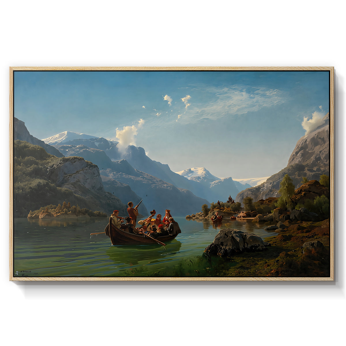 Bridal Procession on the Hardangerfjord, 1848 - Floater Framed Canvas Print