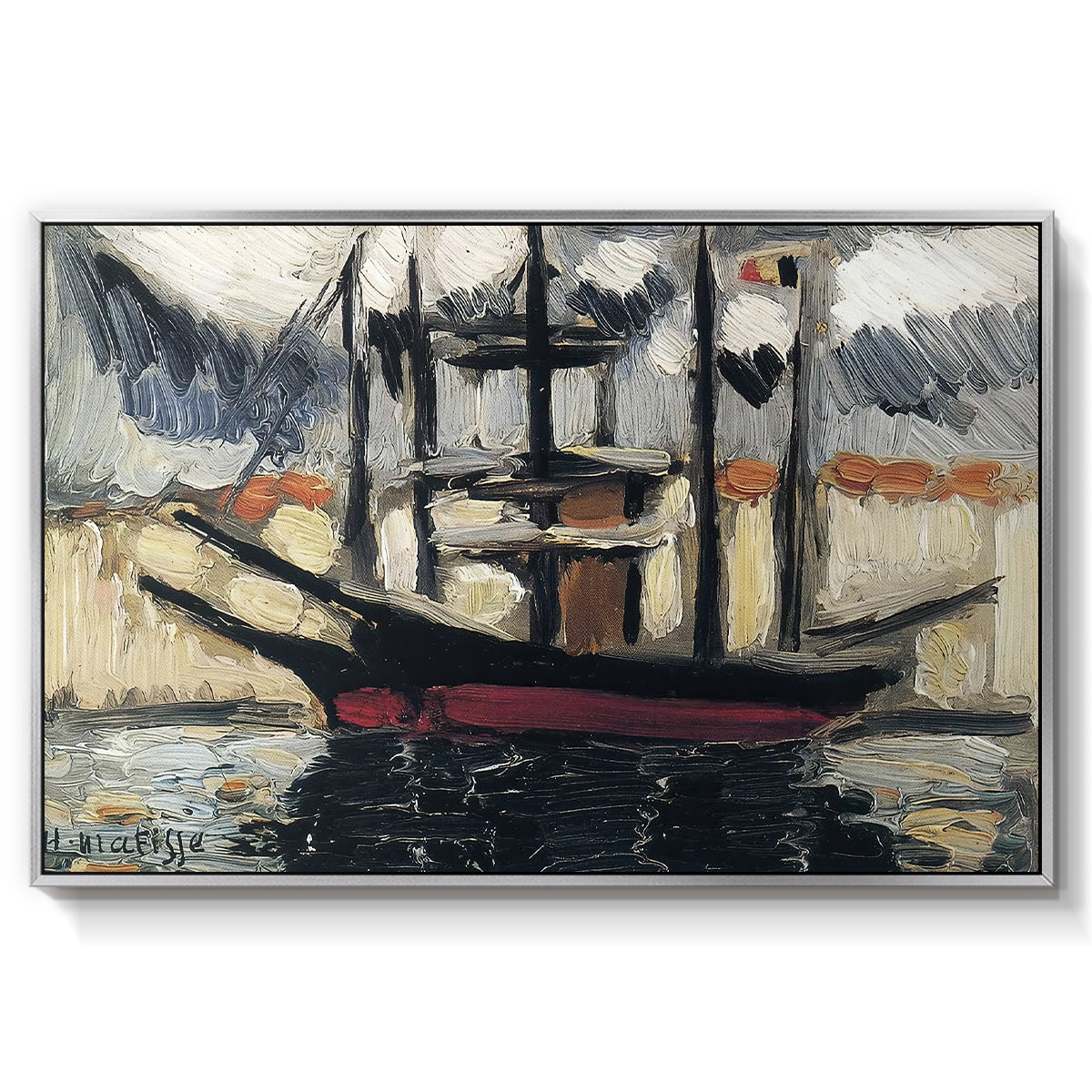 Two Boats Side by Side, Port of Marseilles, c. 1916 - Floater Framed Canvas Print