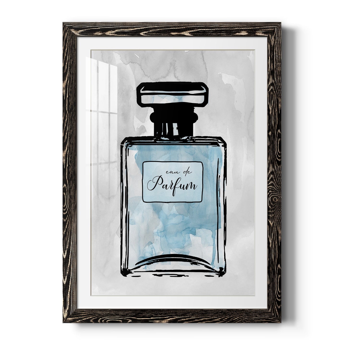 Blue Wash Perfume - Premium Framed Print - Distressed Barnwood Frame - Ready to Hang