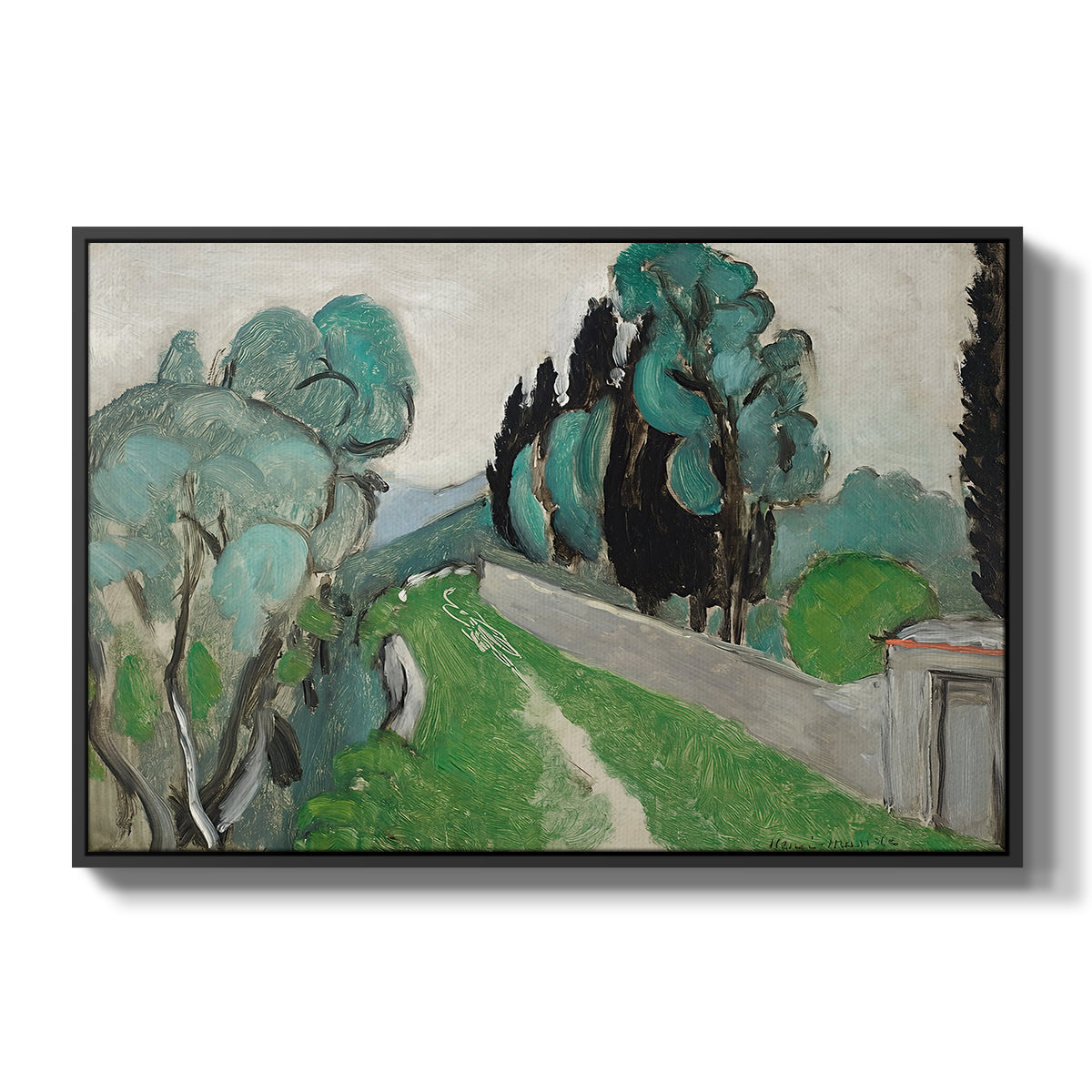 Landscape with Cypresses and Olive Trees near Nice, c. 1918 - Floater Framed Canvas Print