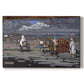 Canvas art print portraying a rural road scene with figures and landscape rendered in bold color and simplified forms, set against a white background