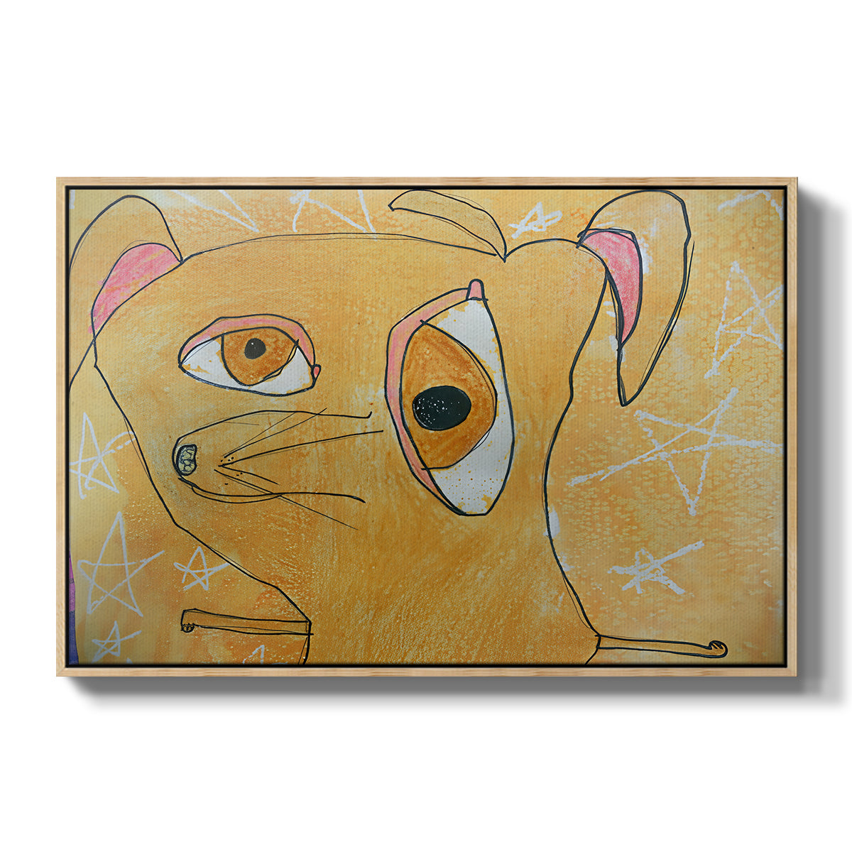 Cubist Dog with Stars (Student Art) - Floater Framed Canvas Print