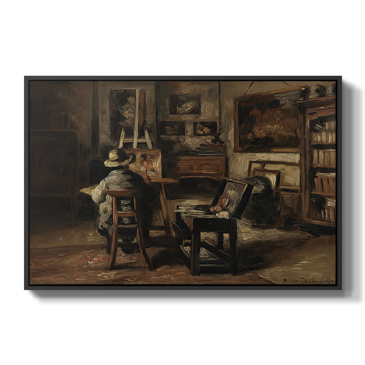 The Studio of Ferdinand De Braekeleer I, Father of the Painter, c. 1873-1885 - Floater Framed Canvas Print