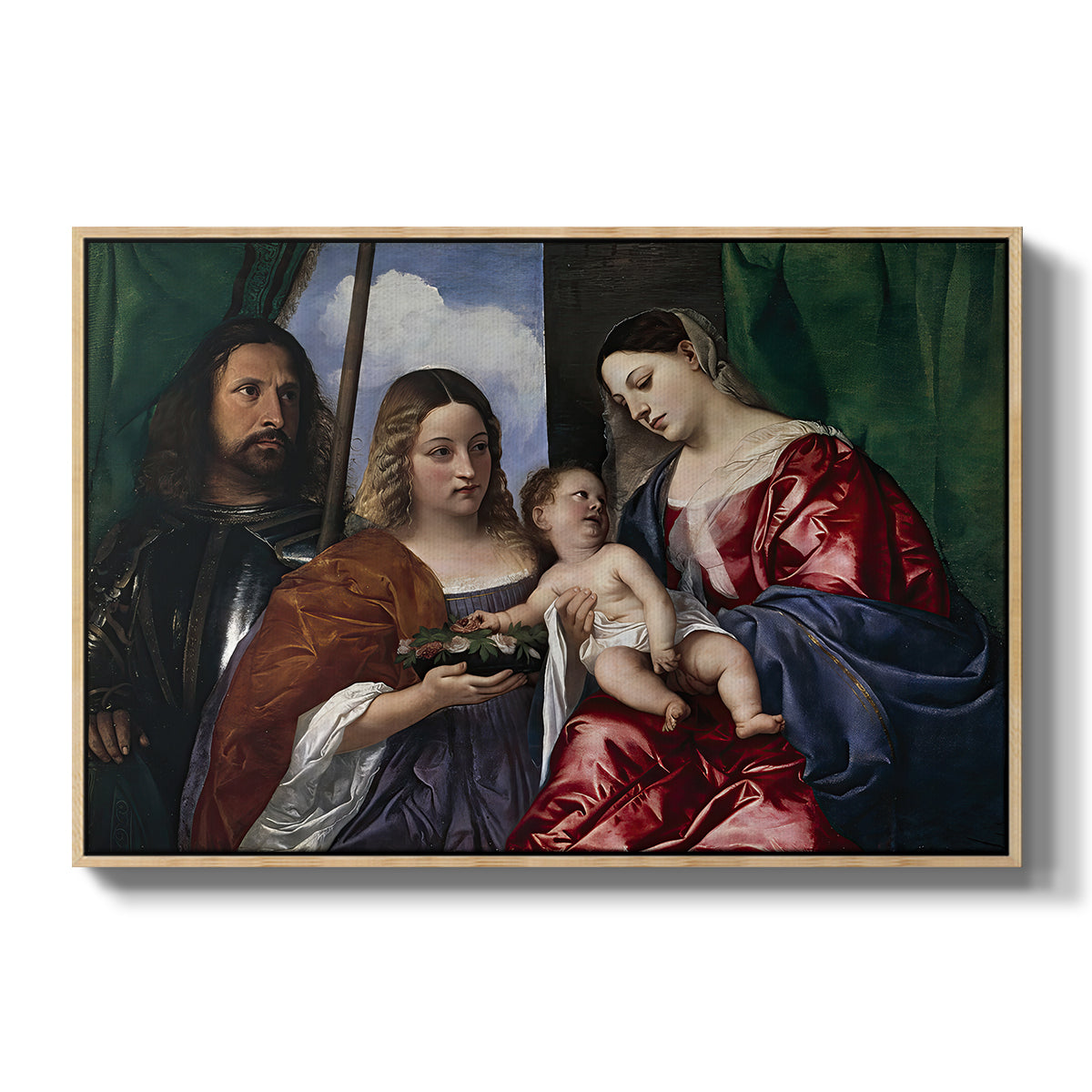Madonna and Child with Saints Dorothy and George, c. 1516 - Floater Framed Canvas Print