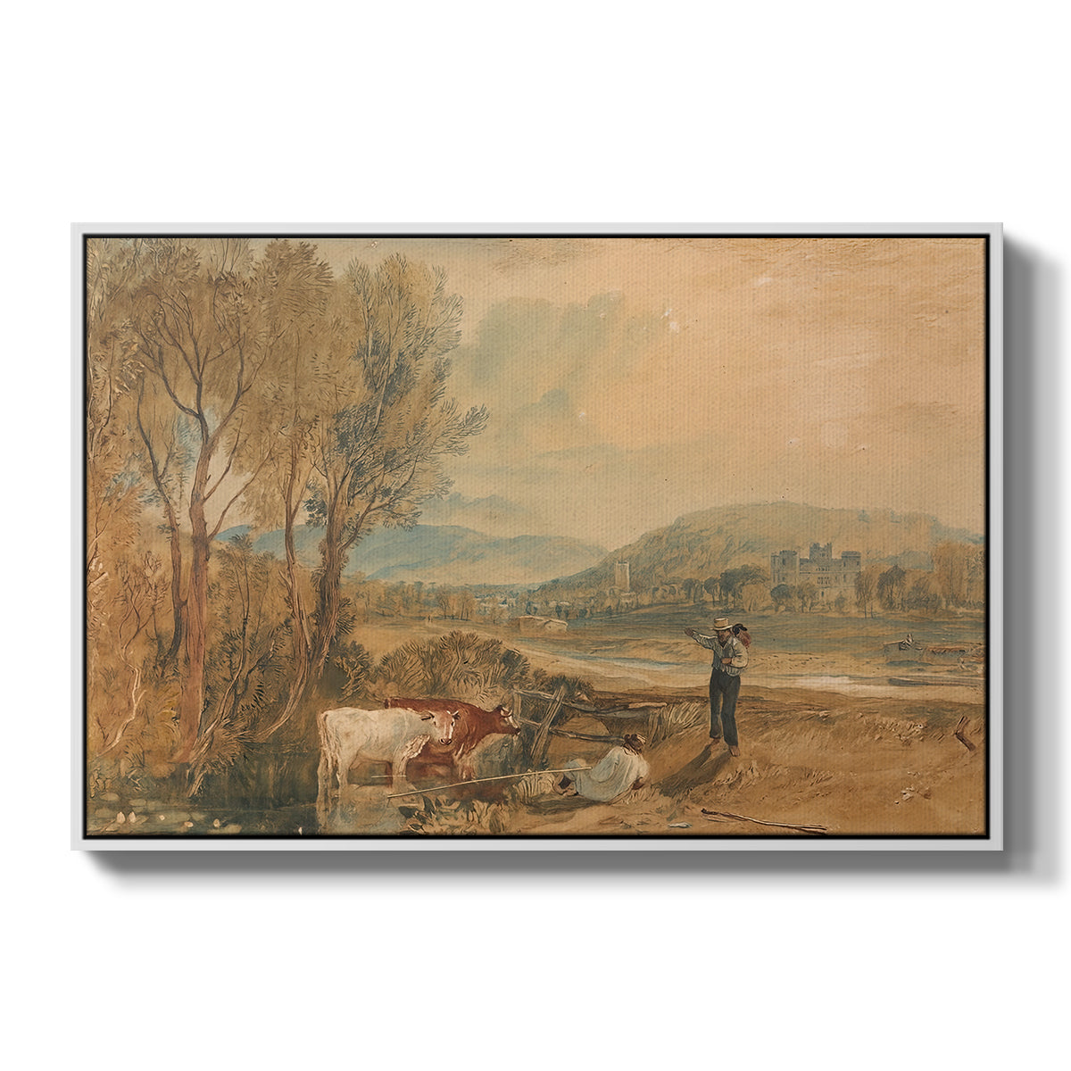 Lulworth Castle, Dorset, c. 1820 - Floater Framed Canvas Print