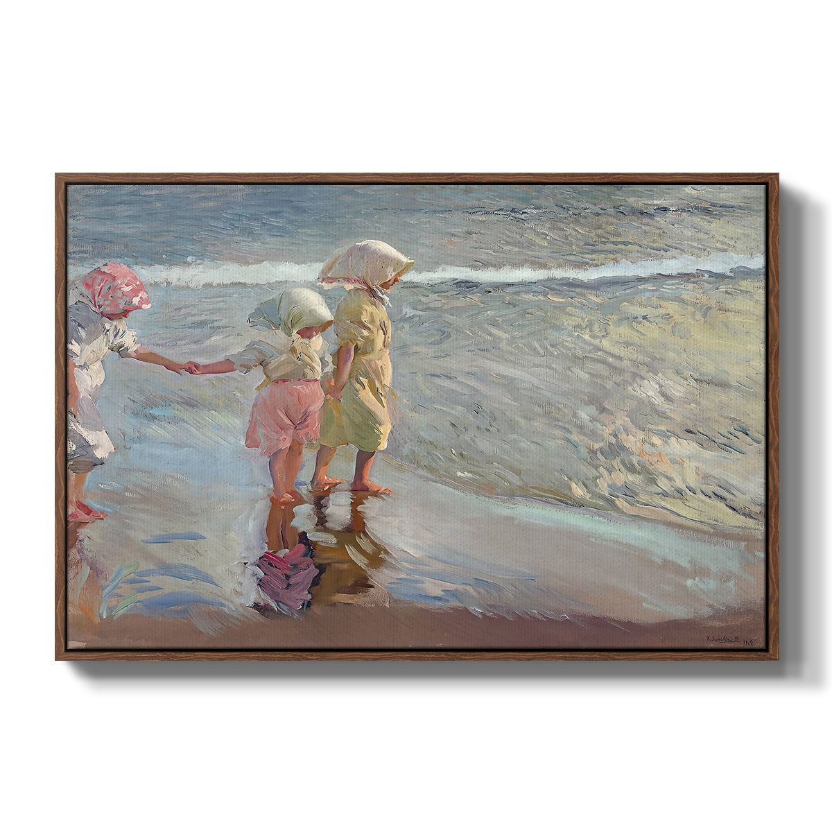 The Three Sisters on the Beach, 1908 - Floater Framed Canvas Print