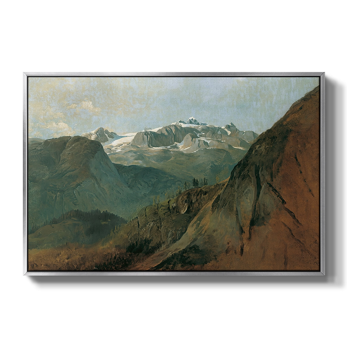 The Dachstein from the Plassen near Hallstatt, 1827 - Floater Framed Canvas Print