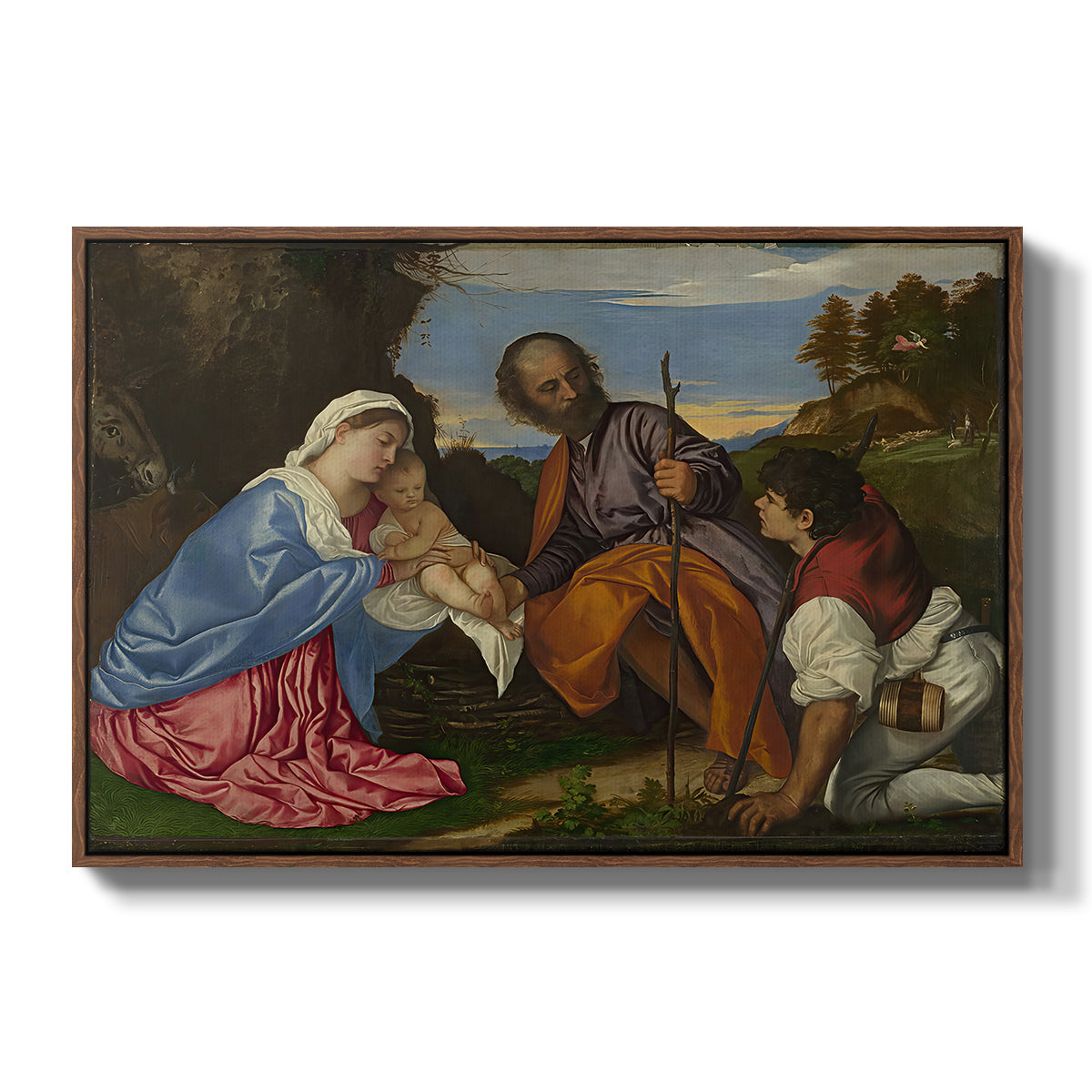 The Holy Family with a Shepherd, c. 1510 - Floater Framed Canvas Print