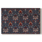 Canvas art print portraying a repeating pattern of stylized flowers with curved stems in contrasting indigo and red tones, set against a white background