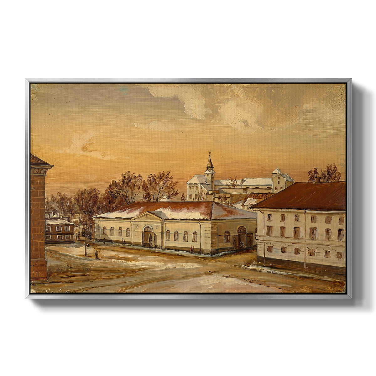 The Riding School at Akershus Castle, 1846 - Floater Framed Canvas Print