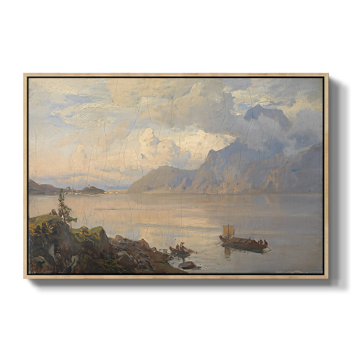 Traunsee, 1871 - Floater Framed Canvas Print