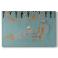 Canvas art print portraying an interior scene with seated figures in patterned, colorful environment, set against a white background