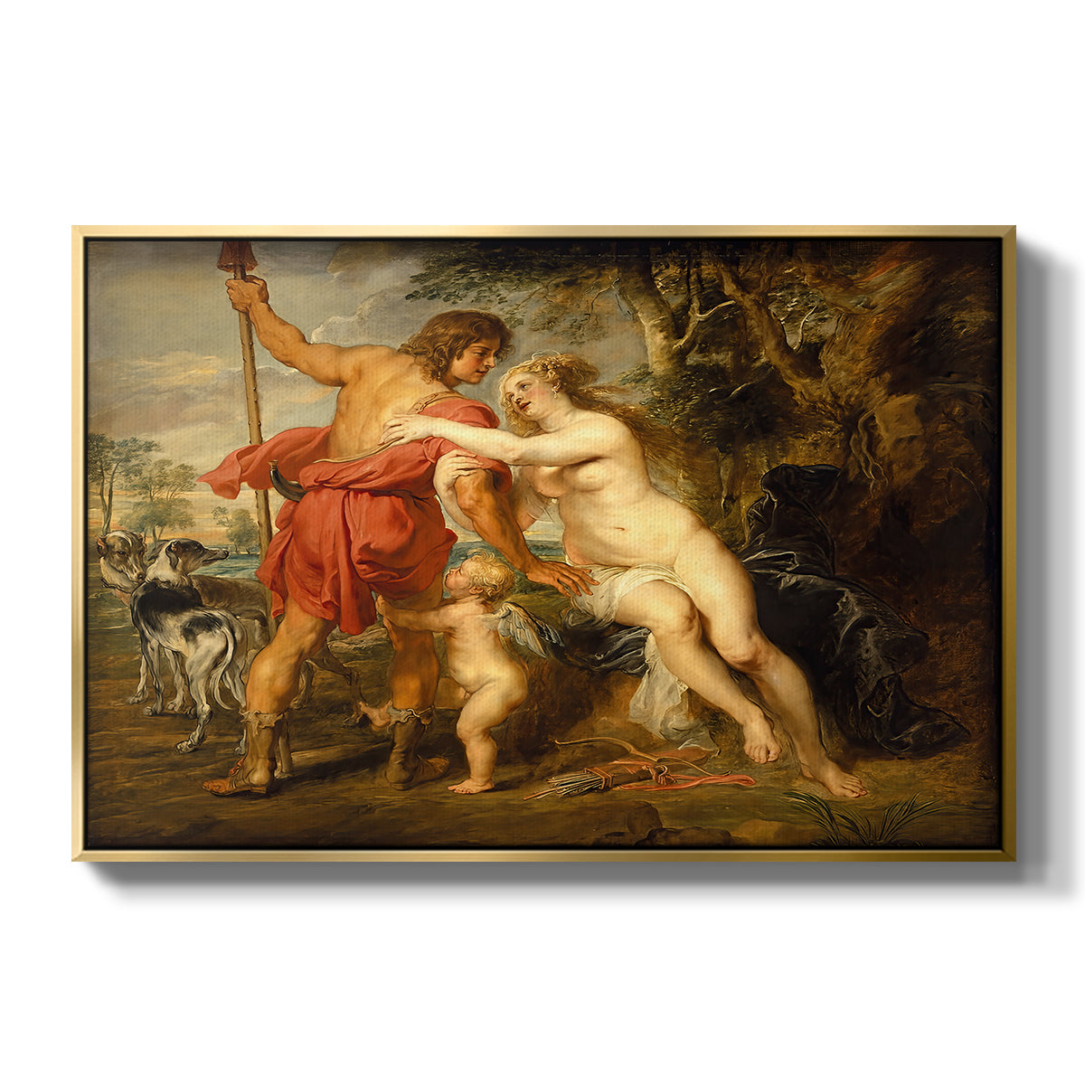 Venus and Adonis, c. 1635 - Floater Framed Canvas Print