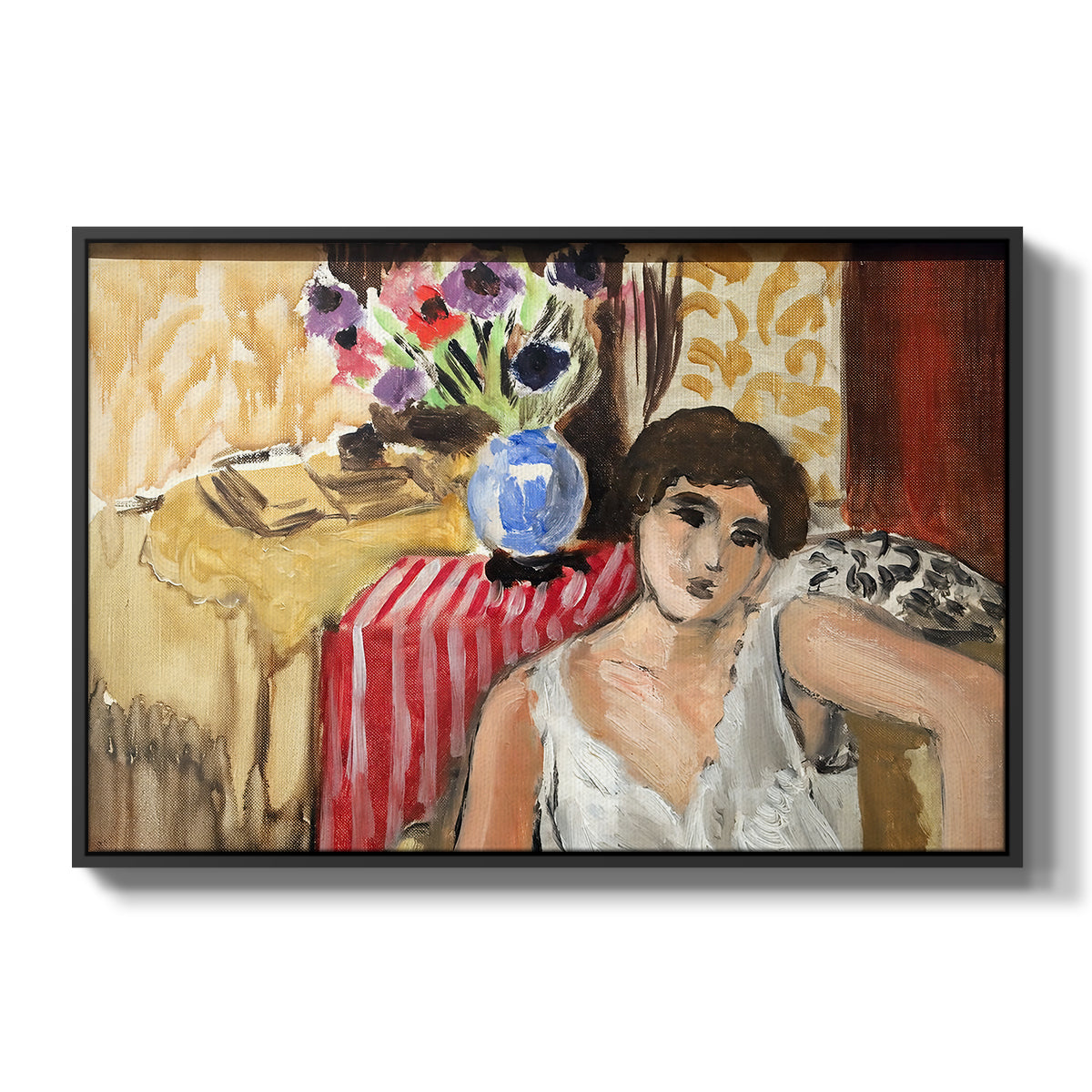 Woman Seated in an Armchair, c. 1920 - Floater Framed Canvas Print