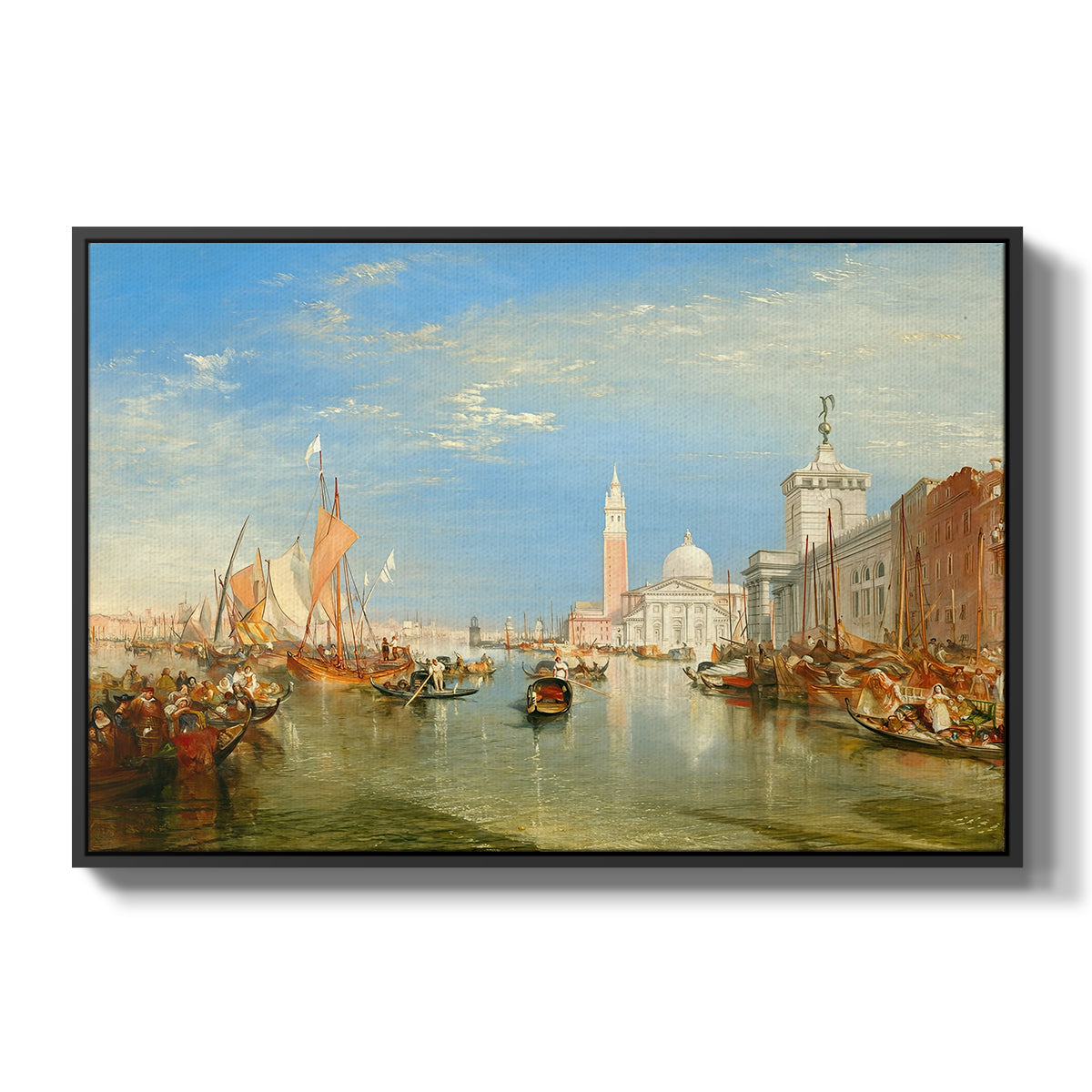 Venice: The Dogana and San Giorgio Maggiore, 1834 - Floater Framed Canvas Print