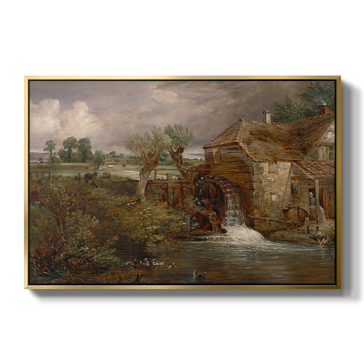 Parham Mill, Gillingham, 1826 - Floater Framed Canvas Print