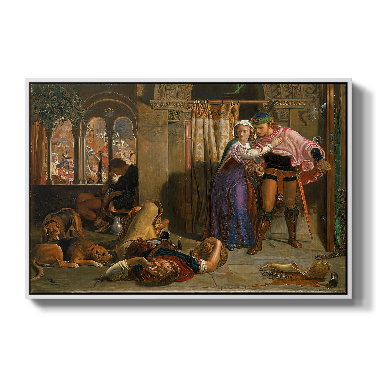 The Flight of Madeline and Porphyro, 1848 - Floater Framed Canvas Print