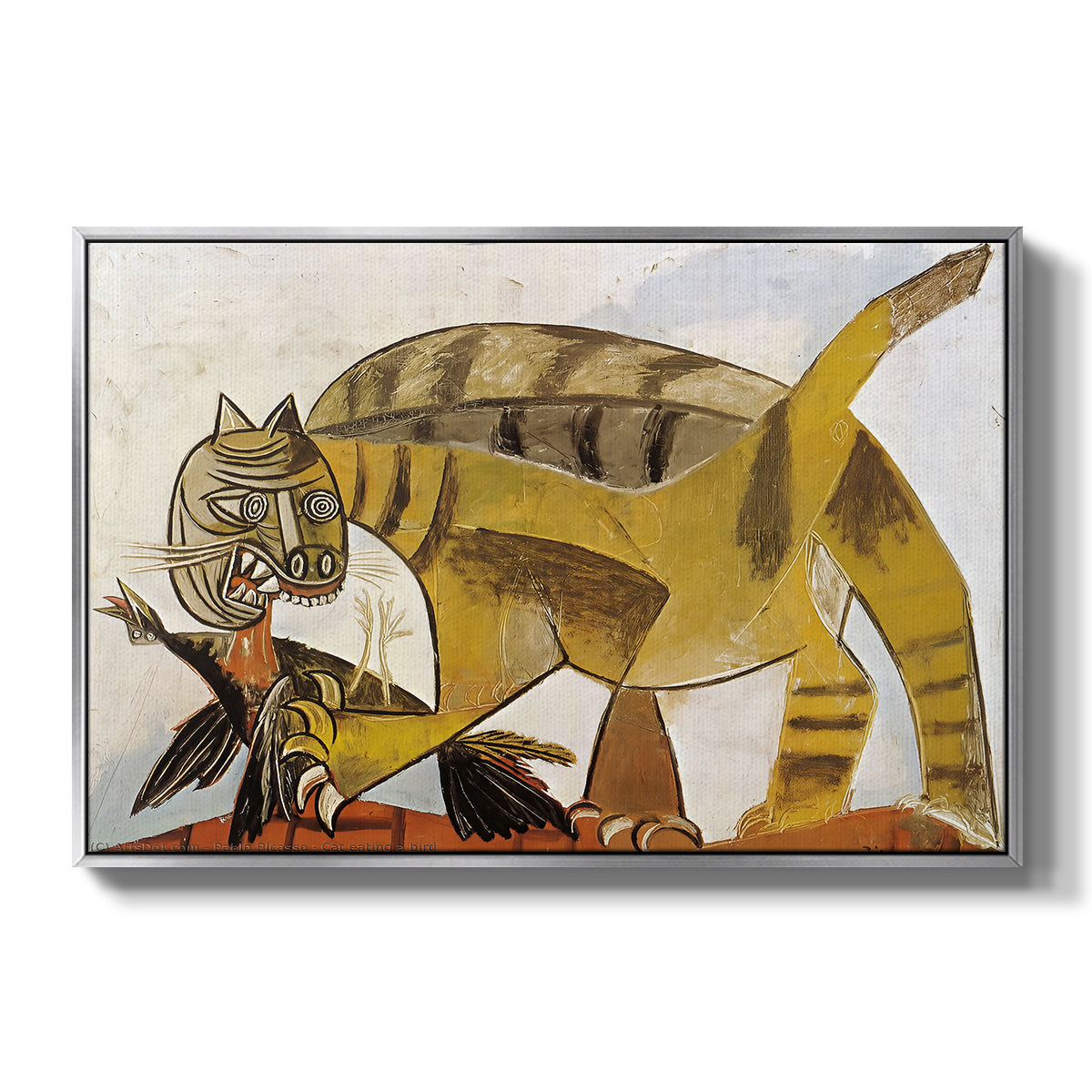 Cat Eating a Bird, 1939 - Floater Framed Canvas Print