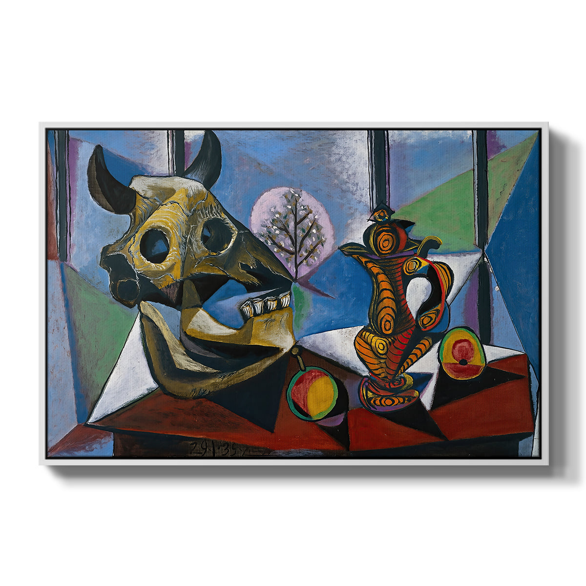 Still Life with Bull's Skull, 1939 - Floater Framed Canvas Print