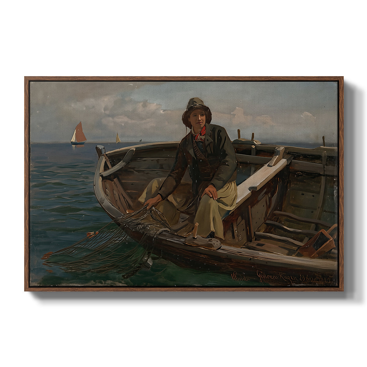 Fishermen from Rügen, 1882 - Floater Framed Canvas Print