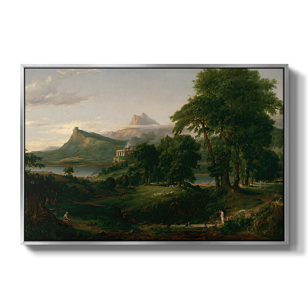 The Course of Empire: The Arcadian or Pastoral State, 1834 - Floater Framed Canvas Print