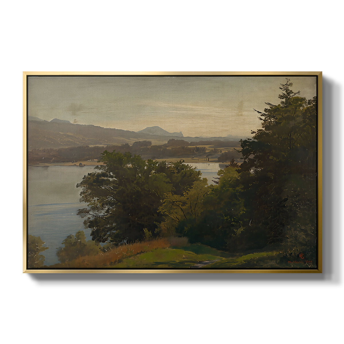 View of the Mondsee, 1870 - Floater Framed Canvas Print