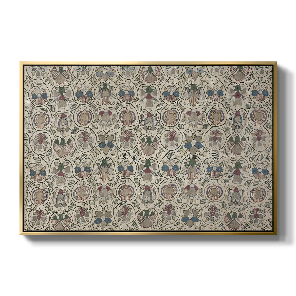 Long Cushion Cover (Printed Textile), c. 1600 - Floater Framed Canvas Print