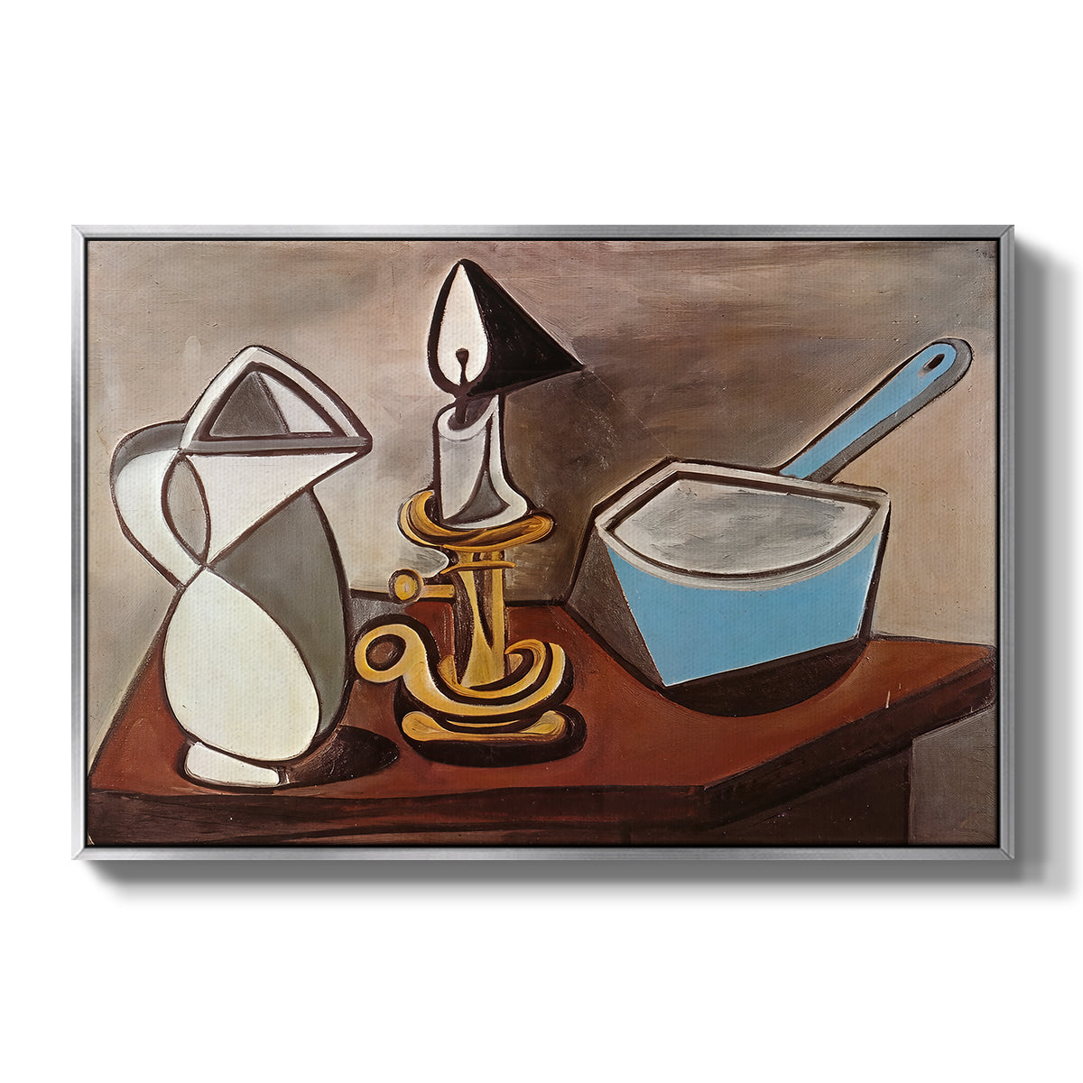 Jug, Candle, and Enamel Pan, 1950 - Floater Framed Canvas Print