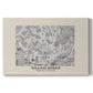 Canvas art print portraying a repeating floral pattern with delicate linework and evenly spaced blossoms, set against a white background